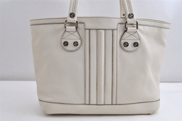 Authentic GUCCI Vintage Shoulder Tote Bag Leather 232973 White K4563