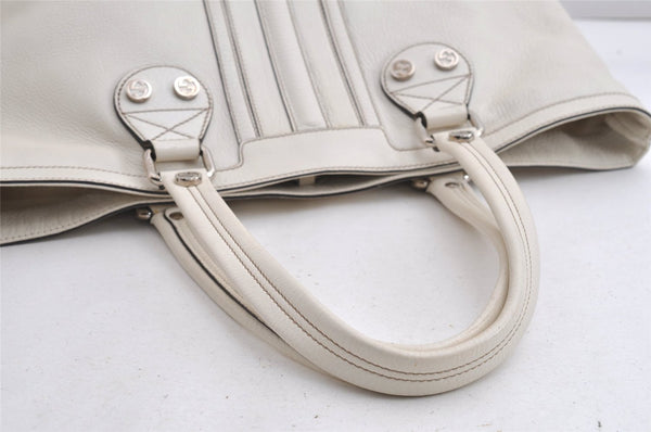 Authentic GUCCI Vintage Shoulder Tote Bag Leather 232973 White K4563