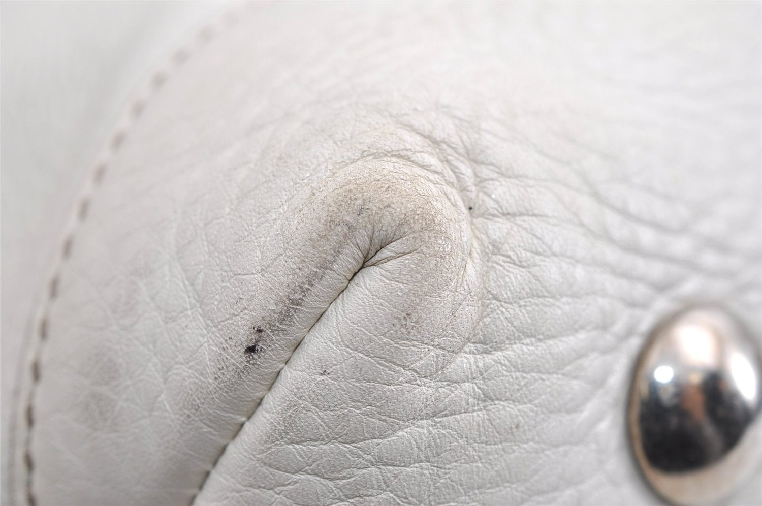 Authentic GUCCI Vintage Shoulder Tote Bag Leather 232973 White K4563