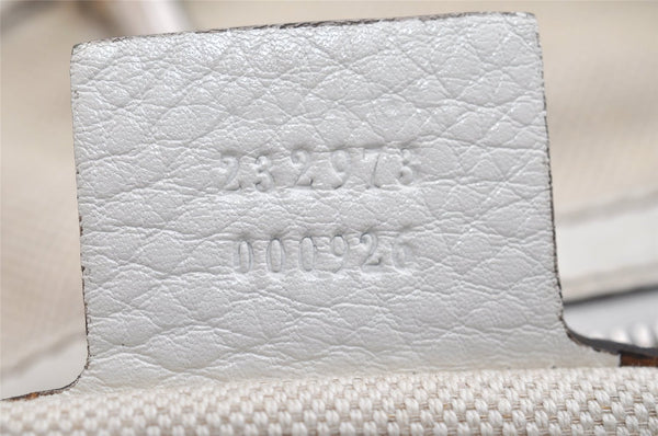 Authentic GUCCI Vintage Shoulder Tote Bag Leather 232973 White K4563