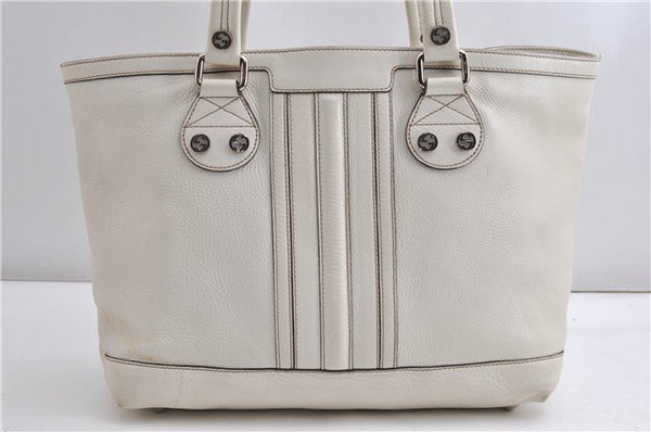 Authentic GUCCI Vintage Shoulder Tote Bag Leather 232973 White K4563