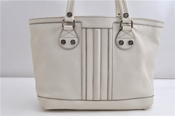 Authentic GUCCI Vintage Shoulder Tote Bag Leather 232973 White K4563