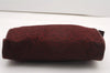 Authentic CELINE C Horse Carriage Clutch Hand Bag Canvas Leather Bordeaux K4569