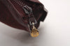 Authentic CELINE C Horse Carriage Clutch Hand Bag Canvas Leather Bordeaux K4569