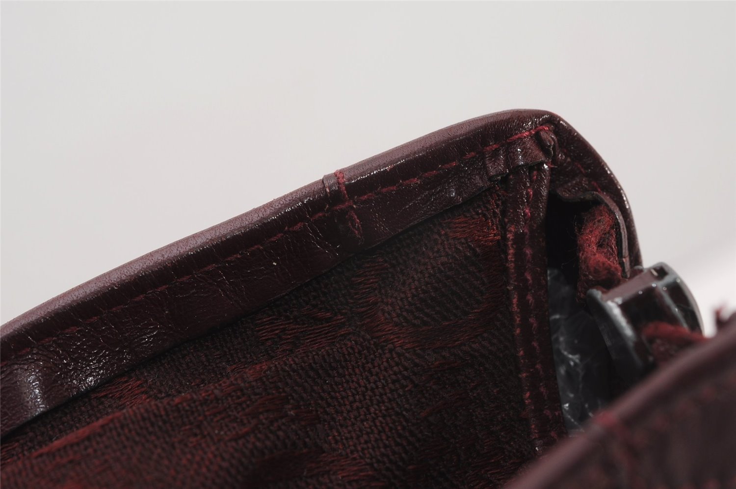 Authentic CELINE C Horse Carriage Clutch Hand Bag Canvas Leather Bordeaux K4569