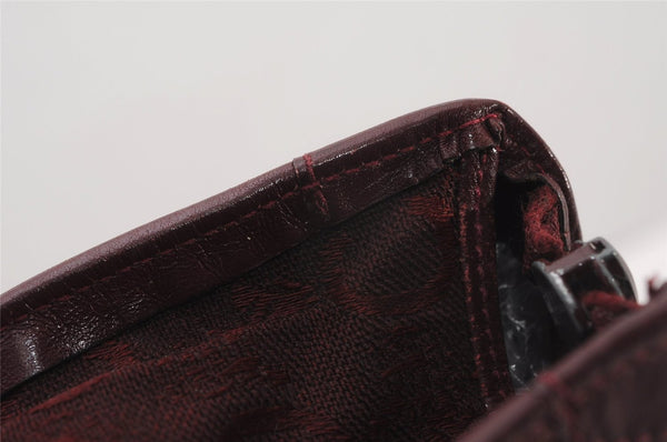 Authentic CELINE C Horse Carriage Clutch Hand Bag Canvas Leather Bordeaux K4569