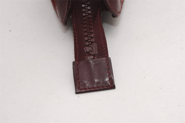 Authentic CELINE C Horse Carriage Clutch Hand Bag Canvas Leather Bordeaux K4569