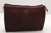 Authentic CELINE C Horse Carriage Clutch Hand Bag Canvas Leather Bordeaux K4569