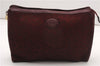 Authentic CELINE C Horse Carriage Clutch Hand Bag Canvas Leather Bordeaux K4569
