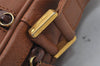 Authentic Salvatore Ferragamo Vintage Leather Clutch Hand Bag Purse Brown K4571