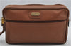 Authentic Salvatore Ferragamo Vintage Leather Clutch Hand Bag Purse Brown K4571