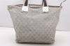 Authentic GUCCI Vintage Shoulder Tote Bag GG Canvas Leather 131231 Silver K4578