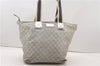 Authentic GUCCI Vintage Shoulder Tote Bag GG Canvas Leather 131231 Silver K4578