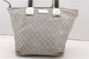 Authentic GUCCI Vintage Shoulder Tote Bag GG Canvas Leather 131231 Silver K4578