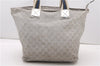 Authentic GUCCI Vintage Shoulder Tote Bag GG Canvas Leather 131231 Silver K4578