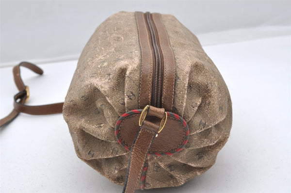 Authentic GUCCI Rigate Line Shoulder Bag Purse PVC Leather Brown Junk K4583