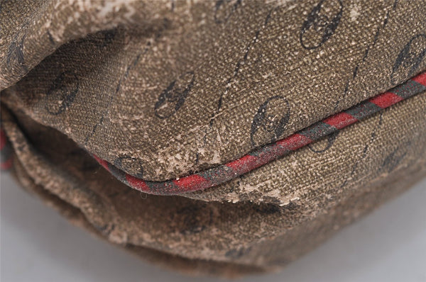 Authentic GUCCI Rigate Line Shoulder Bag Purse PVC Leather Brown Junk K4583