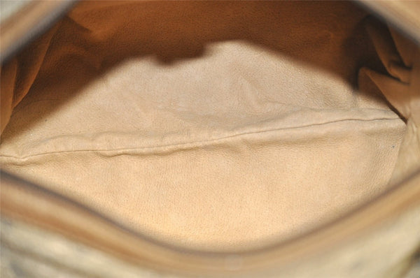 Authentic GUCCI Rigate Line Shoulder Bag Purse PVC Leather Brown Junk K4583