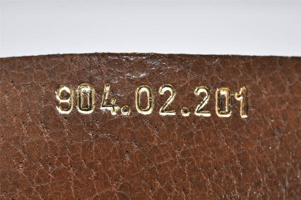 Authentic GUCCI Rigate Line Shoulder Bag Purse PVC Leather Brown Junk K4583