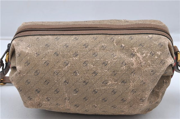 Authentic GUCCI Rigate Line Shoulder Bag Purse PVC Leather Brown Junk K4583