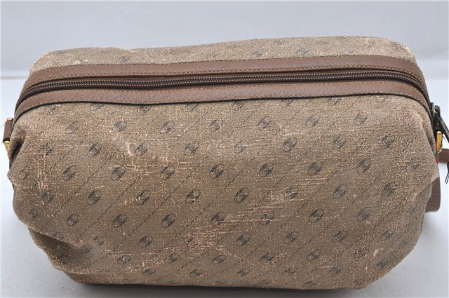 Authentic GUCCI Rigate Line Shoulder Bag Purse PVC Leather Brown Junk K4583