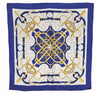 Authentic HERMES Carre 90 Scarf "Eperon d'or" Silk Blue K4584