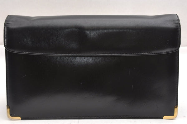 Authentic Christian Dior 2Way Shoulder Clutch Bag Purse Leather Black CD K4589