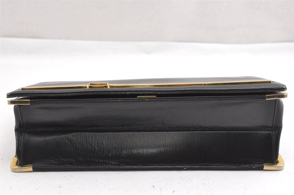 Authentic Christian Dior 2Way Shoulder Clutch Bag Purse Leather Black CD K4589