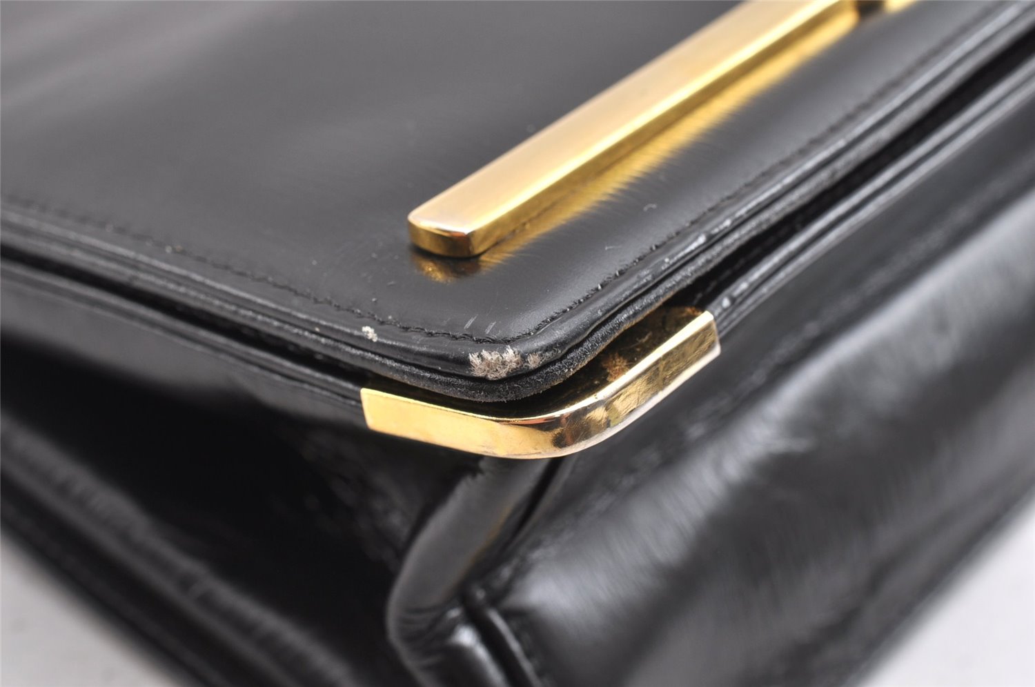 Authentic Christian Dior 2Way Shoulder Clutch Bag Purse Leather Black CD K4589