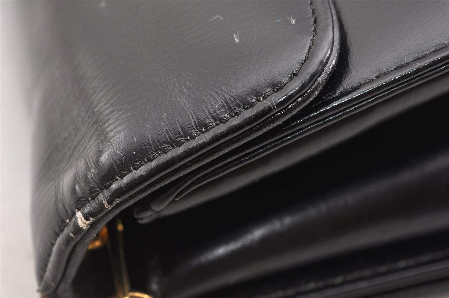 Authentic Christian Dior 2Way Shoulder Clutch Bag Purse Leather Black CD K4589