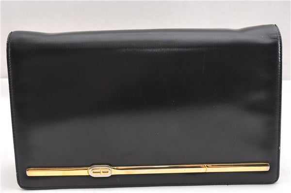 Authentic Christian Dior 2Way Shoulder Clutch Bag Purse Leather Black CD K4589