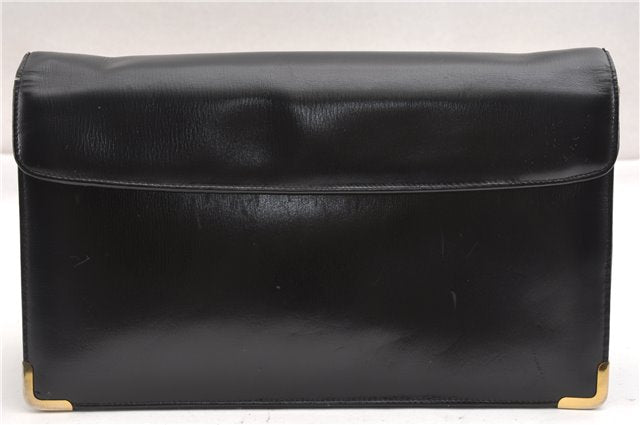 Authentic Christian Dior 2Way Shoulder Clutch Bag Purse Leather Black CD K4589