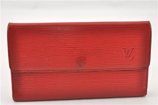 Auth Louis Vuitton Epi Porte Tresor International Wallet Red M63387 LV K4592