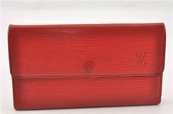 Auth Louis Vuitton Epi Porte Tresor International Wallet Red M63387 LV K4592