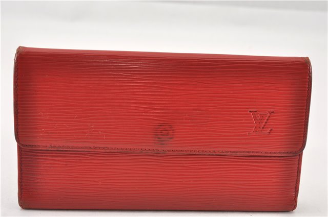 Auth Louis Vuitton Epi Porte Tresor International Wallet Red M63387 LV K4592