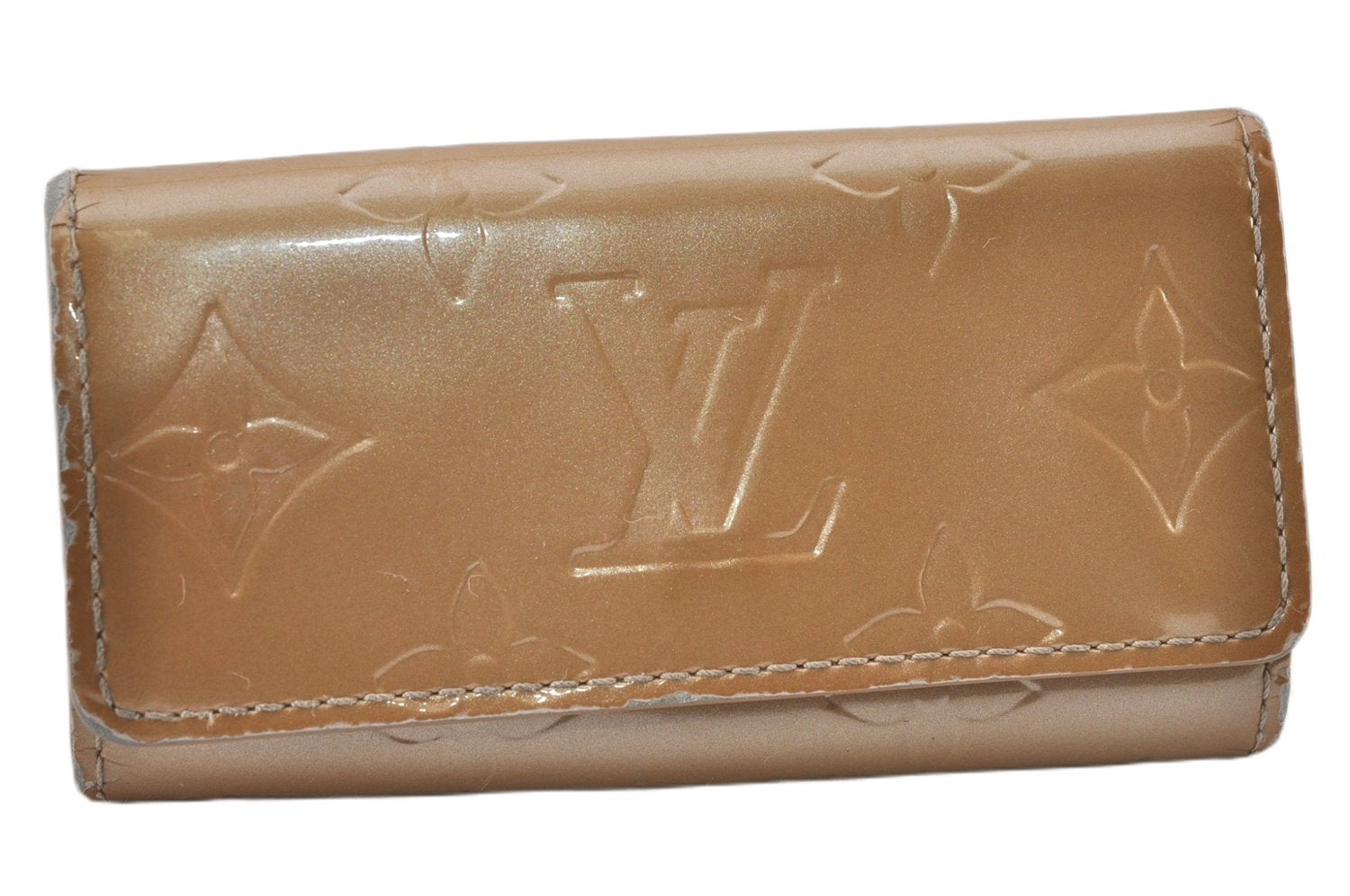 Auth Louis Vuitton Vernis Multicles 4 Four Hooks Key Case Beige M91358 LV K4595