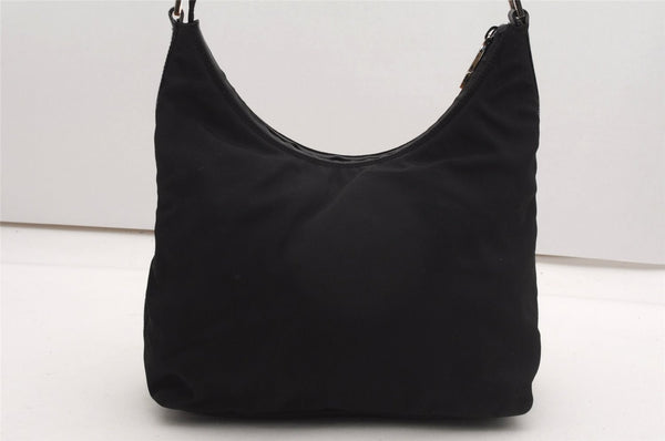 Authentic GUCCI Vintage Shoulder Hand Bag Nylon Leather 0000602 Black  K4599