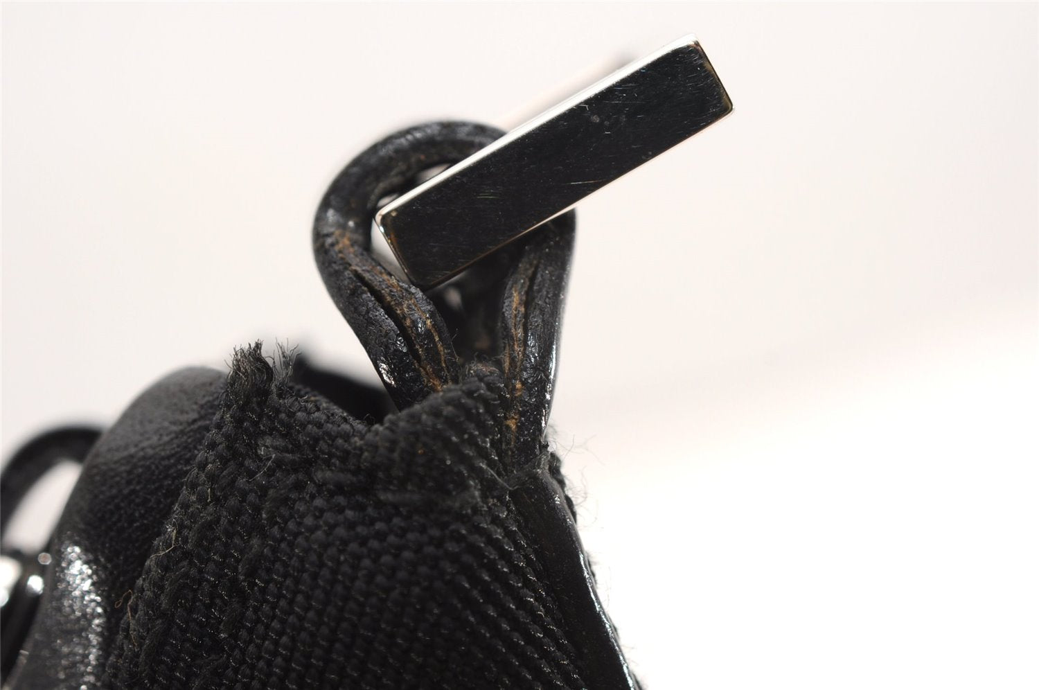 Authentic GUCCI Vintage Shoulder Hand Bag Nylon Leather 0000602 Black  K4599