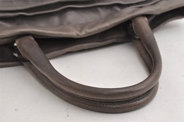 Authentic PRADA Vintage Leather Nappa Shoulder Tote Bag Purse Gray K4602