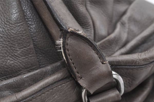 Authentic PRADA Vintage Leather Nappa Shoulder Tote Bag Purse Gray K4602