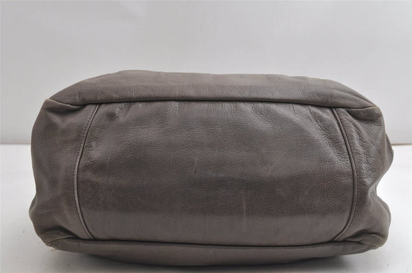 Authentic PRADA Vintage Leather Nappa Shoulder Tote Bag Purse Gray K4602