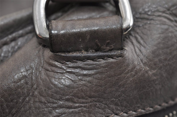 Authentic PRADA Vintage Leather Nappa Shoulder Tote Bag Purse Gray K4602