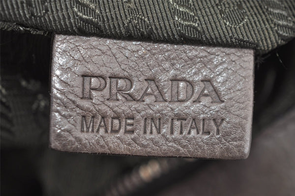 Authentic PRADA Vintage Leather Nappa Shoulder Tote Bag Purse Gray K4602