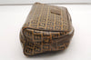 Authentic FENDI Zucchino Clutch Hand Bag Purse PVC Leather Brown K4604