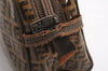 Authentic FENDI Zucchino Clutch Hand Bag Purse PVC Leather Brown K4604
