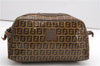 Authentic FENDI Zucchino Clutch Hand Bag Purse PVC Leather Brown K4604
