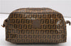 Authentic FENDI Zucchino Clutch Hand Bag Purse PVC Leather Brown K4604
