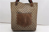 Authentic GUCCI Web Sherry Line Shoulder Tote Bag GG PVC Leather Brown K4606