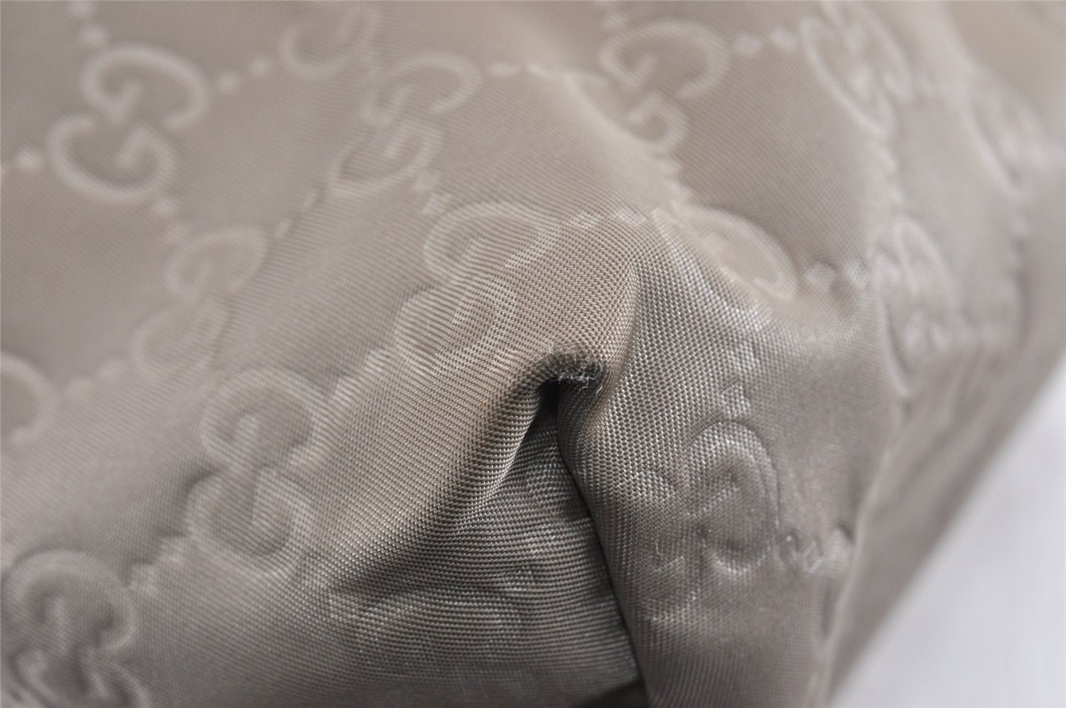 Authentic GUCCI Shoulder Cross Body Bag GG Nylon Leather 314529 Light Gray K4608