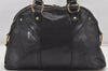 Authentic YVES SAINT LAURENT Muse Shoulder Hand Bag Leather Black K4609